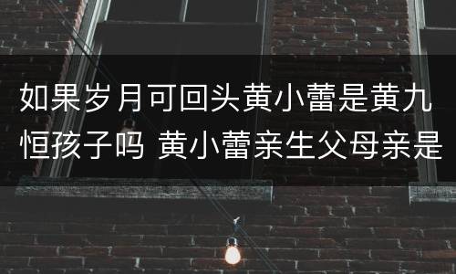 如果岁月可回头黄小蕾是黄九恒孩子吗 黄小蕾亲生父母亲是谁