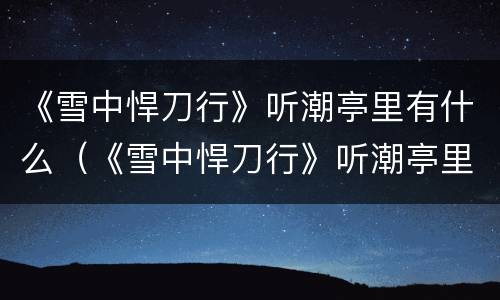 《雪中悍刀行》听潮亭里有什么（《雪中悍刀行》听潮亭里有什么故事）