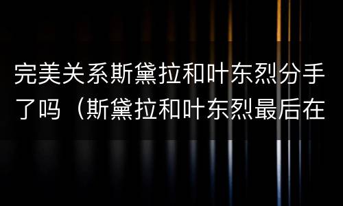 完美关系斯黛拉和叶东烈分手了吗（斯黛拉和叶东烈最后在一起了吗）