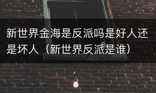 新世界金海是反派吗是好人还是坏人（新世界反派是谁）