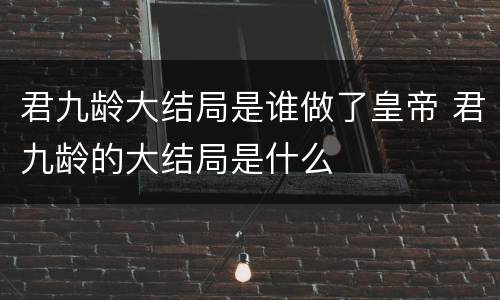 君九龄大结局是谁做了皇帝 君九龄的大结局是什么