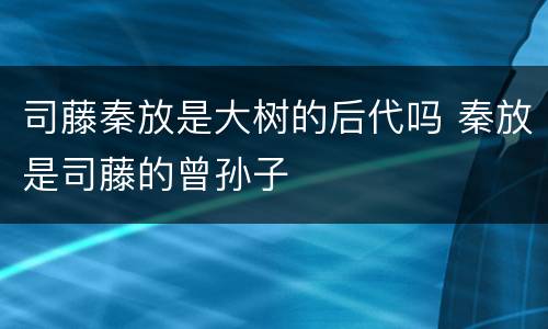 司藤秦放是大树的后代吗 秦放是司藤的曾孙子