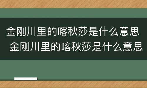 金刚川里的喀秋莎是什么意思 金刚川里的喀秋莎是什么意思视频