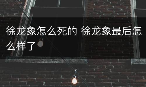徐龙象怎么死的 徐龙象最后怎么样了