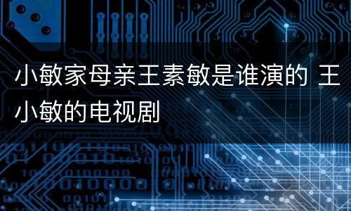 小敏家母亲王素敏是谁演的 王小敏的电视剧