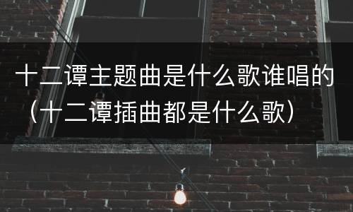 十二谭主题曲是什么歌谁唱的（十二谭插曲都是什么歌）
