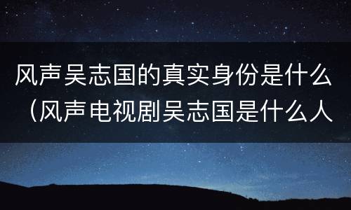 风声吴志国的真实身份是什么（风声电视剧吴志国是什么人）