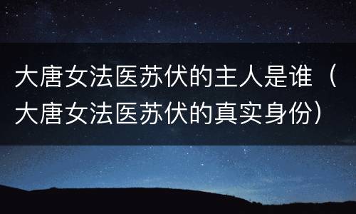 大唐女法医苏伏的主人是谁（大唐女法医苏伏的真实身份）