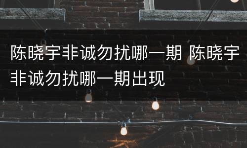 陈晓宇非诚勿扰哪一期 陈晓宇非诚勿扰哪一期出现