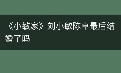 《小敏家》刘小敏陈卓最后结婚了吗