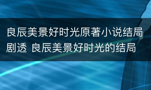 良辰美景好时光原著小说结局剧透 良辰美景好时光的结局