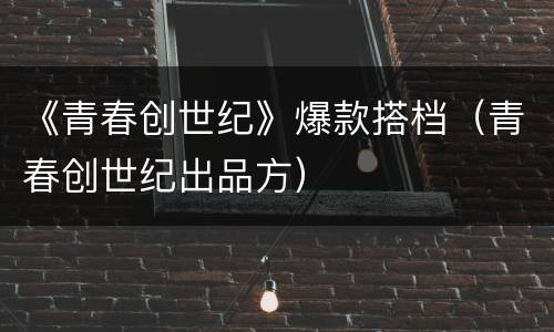 《青春创世纪》爆款搭档（青春创世纪出品方）