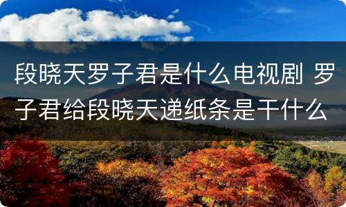 段晓天罗子君是什么电视剧 罗子君给段晓天递纸条是干什么