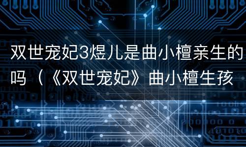 双世宠妃3煜儿是曲小檀亲生的吗（《双世宠妃》曲小檀生孩子）