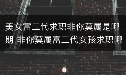 美女富二代求职非你莫属是哪期 非你莫属富二代女孩求职哪一期