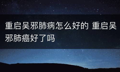 重启吴邪肺病怎么好的 重启吴邪肺癌好了吗