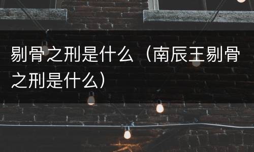 剔骨之刑是什么（南辰王剔骨之刑是什么）