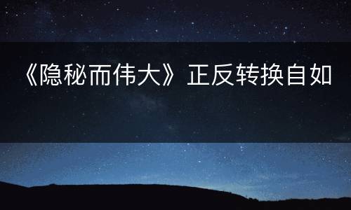 《隐秘而伟大》正反转换自如