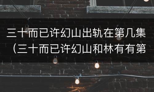 三十而已许幻山出轨在第几集（三十而已许幻山和林有有第一次见面第几集）