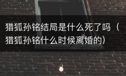 猎狐孙铭结局是什么死了吗（猎狐孙铭什么时候离婚的）