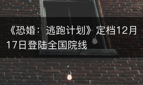《恐婚：逃跑计划》定档12月17日登陆全国院线