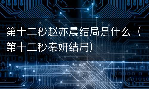 第十二秒赵亦晨结局是什么（第十二秒秦妍结局）