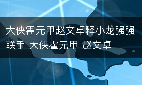 大侠霍元甲赵文卓释小龙强强联手 大侠霍元甲 赵文卓