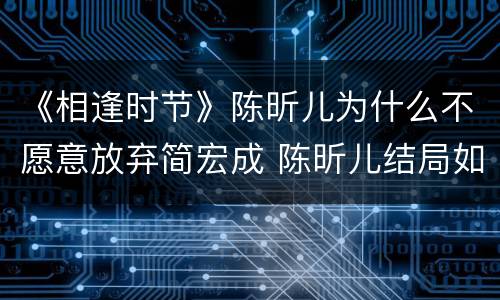 《相逢时节》陈昕儿为什么不愿意放弃简宏成 陈昕儿结局如何