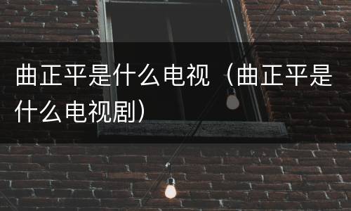 曲正平是什么电视（曲正平是什么电视剧）