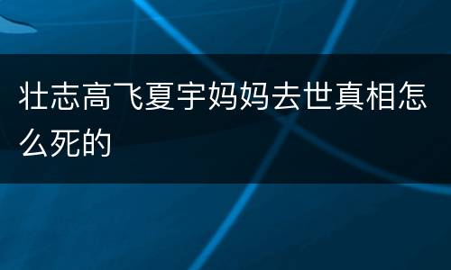 壮志高飞夏宇妈妈去世真相怎么死的
