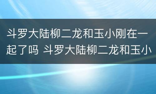 斗罗大陆柳二龙和玉小刚在一起了吗 斗罗大陆柳二龙和玉小刚结合了吗