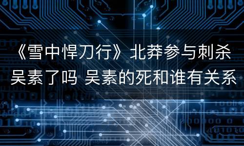 《雪中悍刀行》北莽参与刺杀吴素了吗 吴素的死和谁有关系