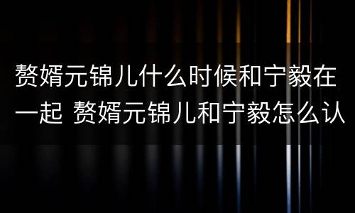 赘婿元锦儿什么时候和宁毅在一起 赘婿元锦儿和宁毅怎么认识的