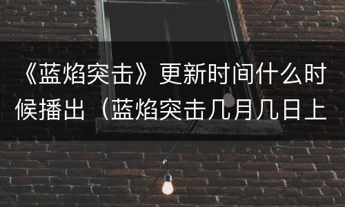 《蓝焰突击》更新时间什么时候播出（蓝焰突击几月几日上线）