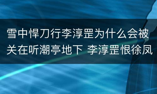 雪中悍刀行李淳罡为什么会被关在听潮亭地下 李淳罡恨徐凤年吗