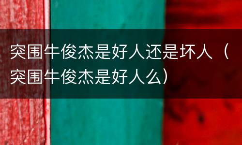 突围牛俊杰是好人还是坏人（突围牛俊杰是好人么）