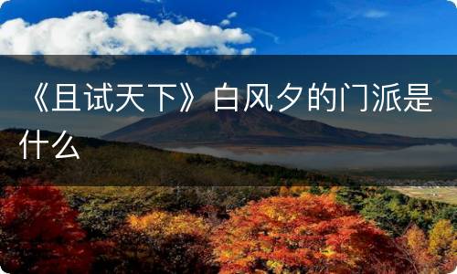 《且试天下》白风夕的门派是什么