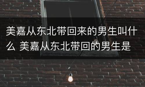 美嘉从东北带回来的男生叫什么 美嘉从东北带回的男生是