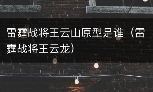 雷霆战将王云山原型是谁（雷霆战将王云龙）