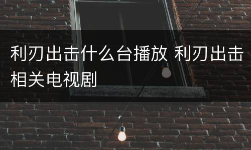 利刃出击什么台播放 利刃出击相关电视剧