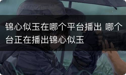 锦心似玉在哪个平台播出 哪个台正在播出锦心似玉