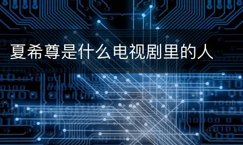 夏希尊是什么电视剧里的人