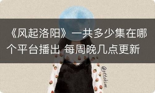 《风起洛阳》一共多少集在哪个平台播出 每周晚几点更新
