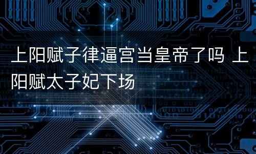 上阳赋子律逼宫当皇帝了吗 上阳赋太子妃下场