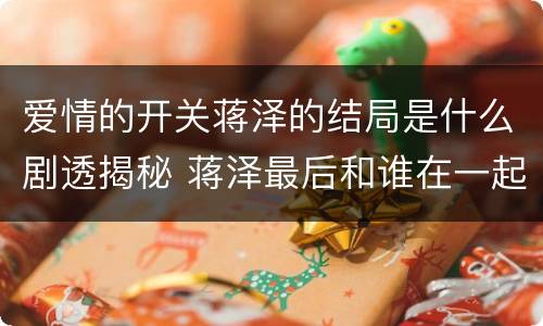 爱情的开关蒋泽的结局是什么剧透揭秘 蒋泽最后和谁在一起