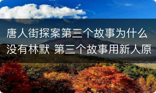 唐人街探案第三个故事为什么没有林默 第三个故事用新人原因
