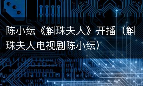 陈小纭《斛珠夫人》开播（斛珠夫人电视剧陈小纭）