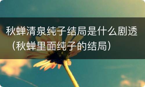 秋蝉清泉纯子结局是什么剧透（秋蝉里面纯子的结局）