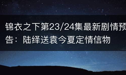 锦衣之下第23/24集最新剧情预告：陆绎送袁今夏定情信物