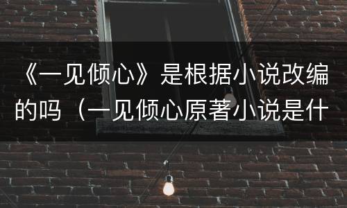 《一见倾心》是根据小说改编的吗（一见倾心原著小说是什么）